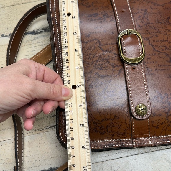 Patricia Nash VENEZIA Pouch Map Print Leather Crossbody Bag – Vintage Style - Picture 7 of 13
